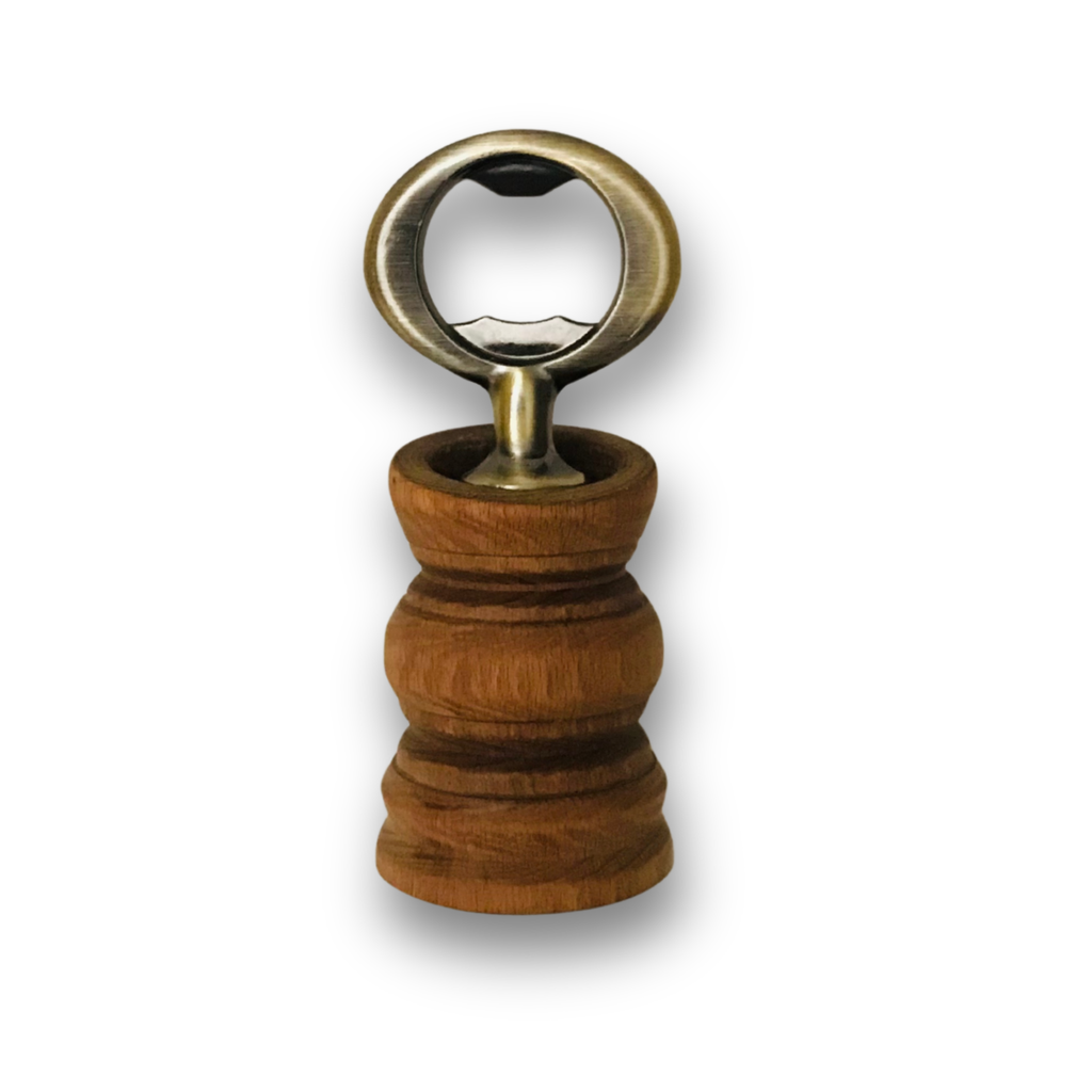Hand-Turned Bartop Bottle Opener | Beechwood & Bronze