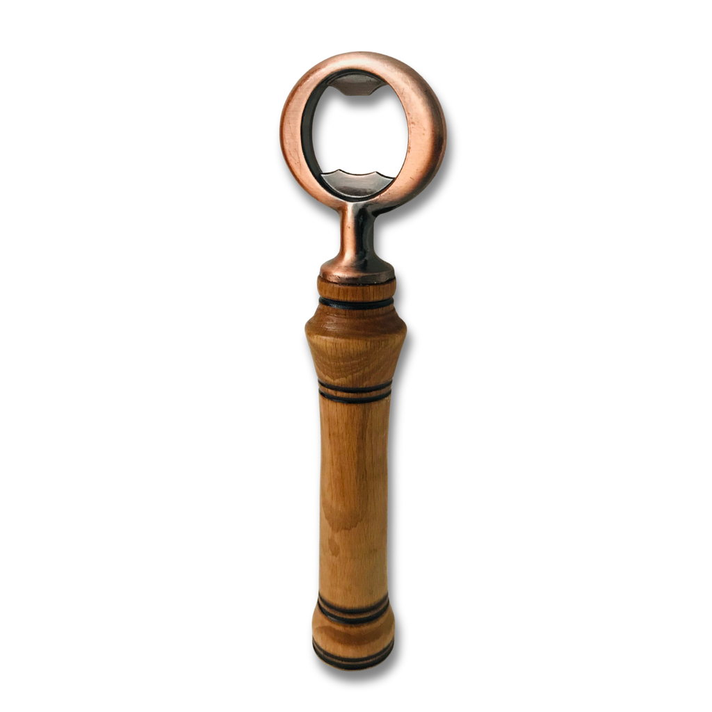 Hand-Turned Wooden Bottle Opener | Beechwood & Copper