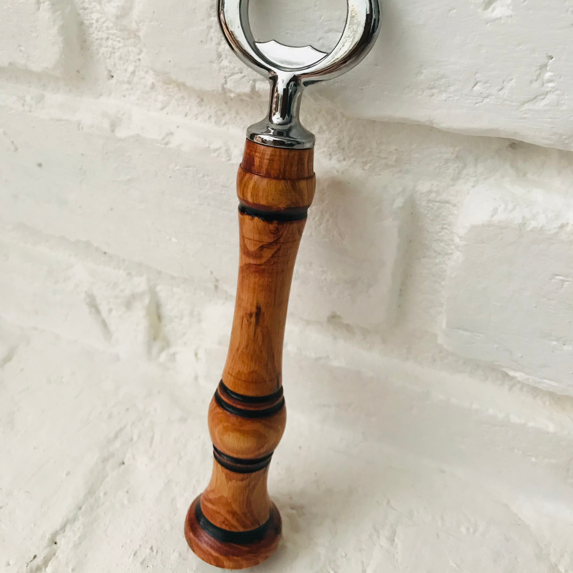 Hand-Turned Wooden Bottle Opener | Beechwood & Silver