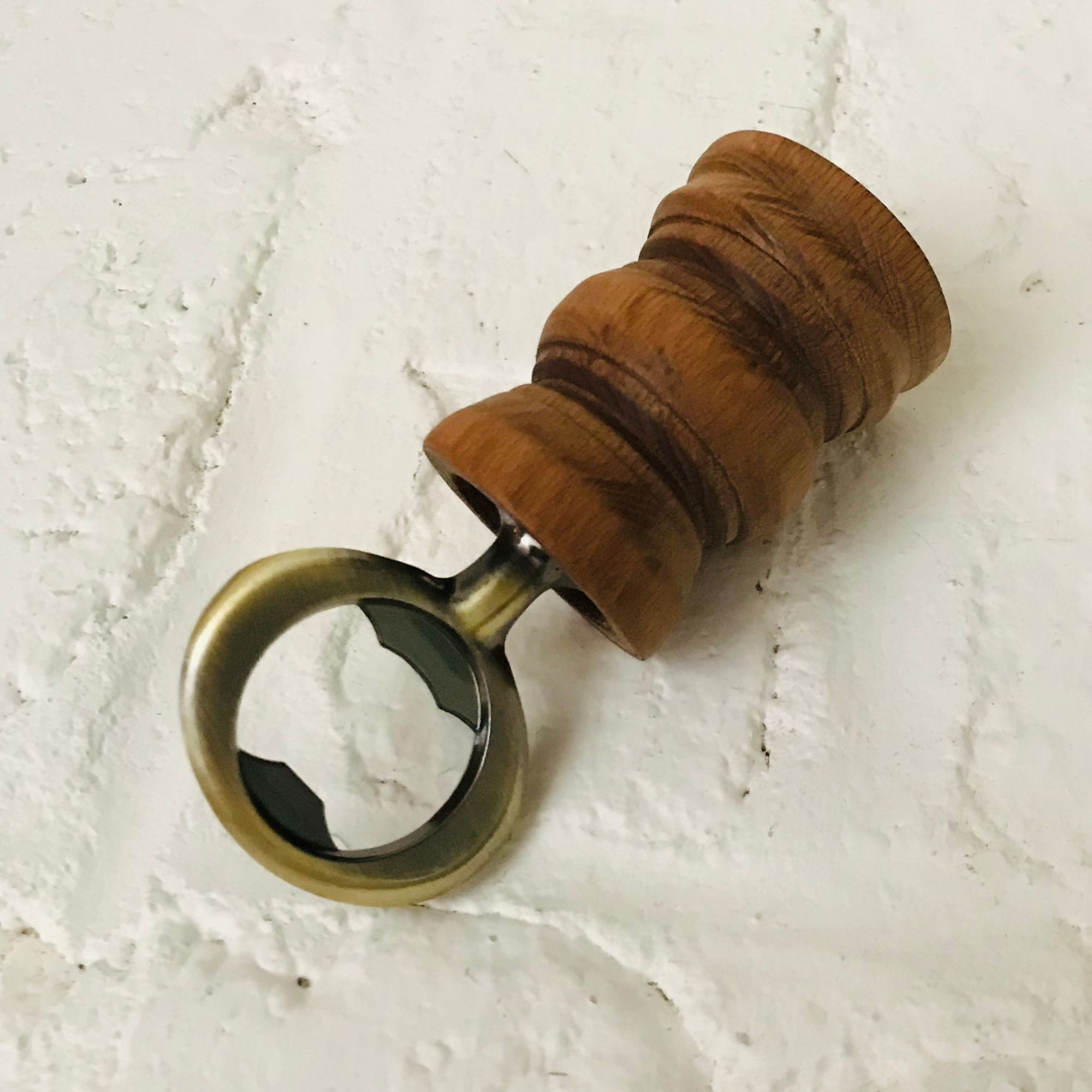 Hand-Turned Bartop Bottle Opener | Beechwood & Bronze