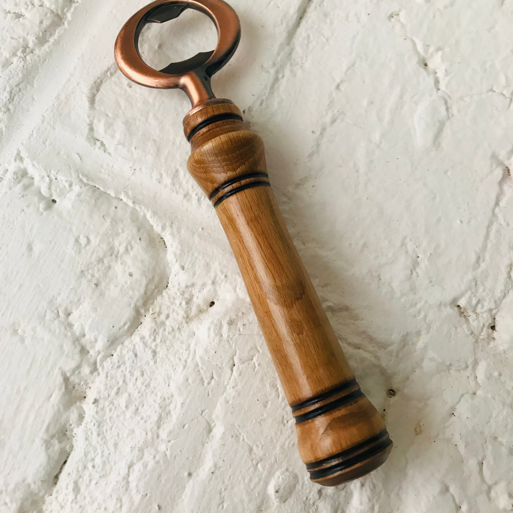 Hand-Turned Wooden Bottle Opener | Beechwood & Copper