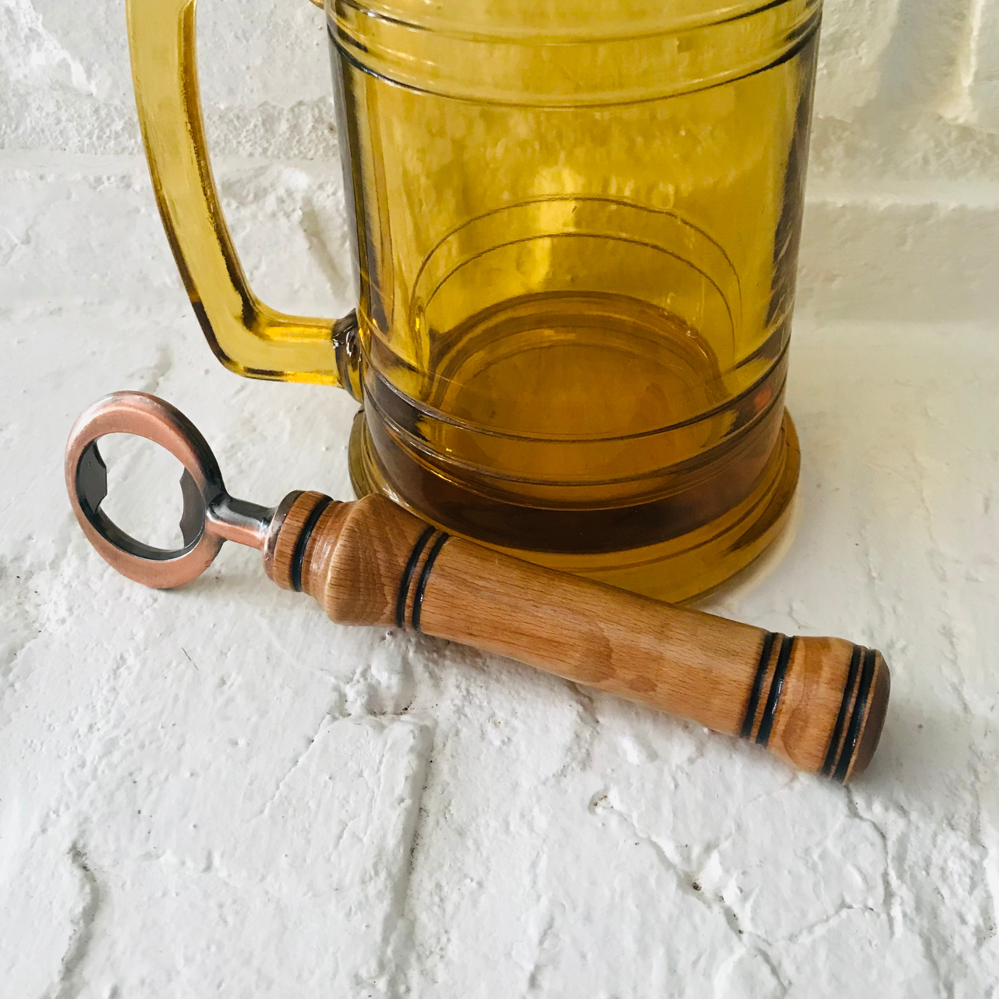 Hand-Turned Wooden Bottle Opener | Beechwood & Copper