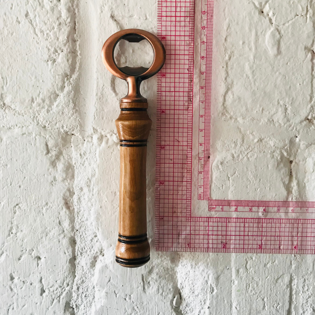Hand-Turned Wooden Bottle Opener | Beechwood & Copper