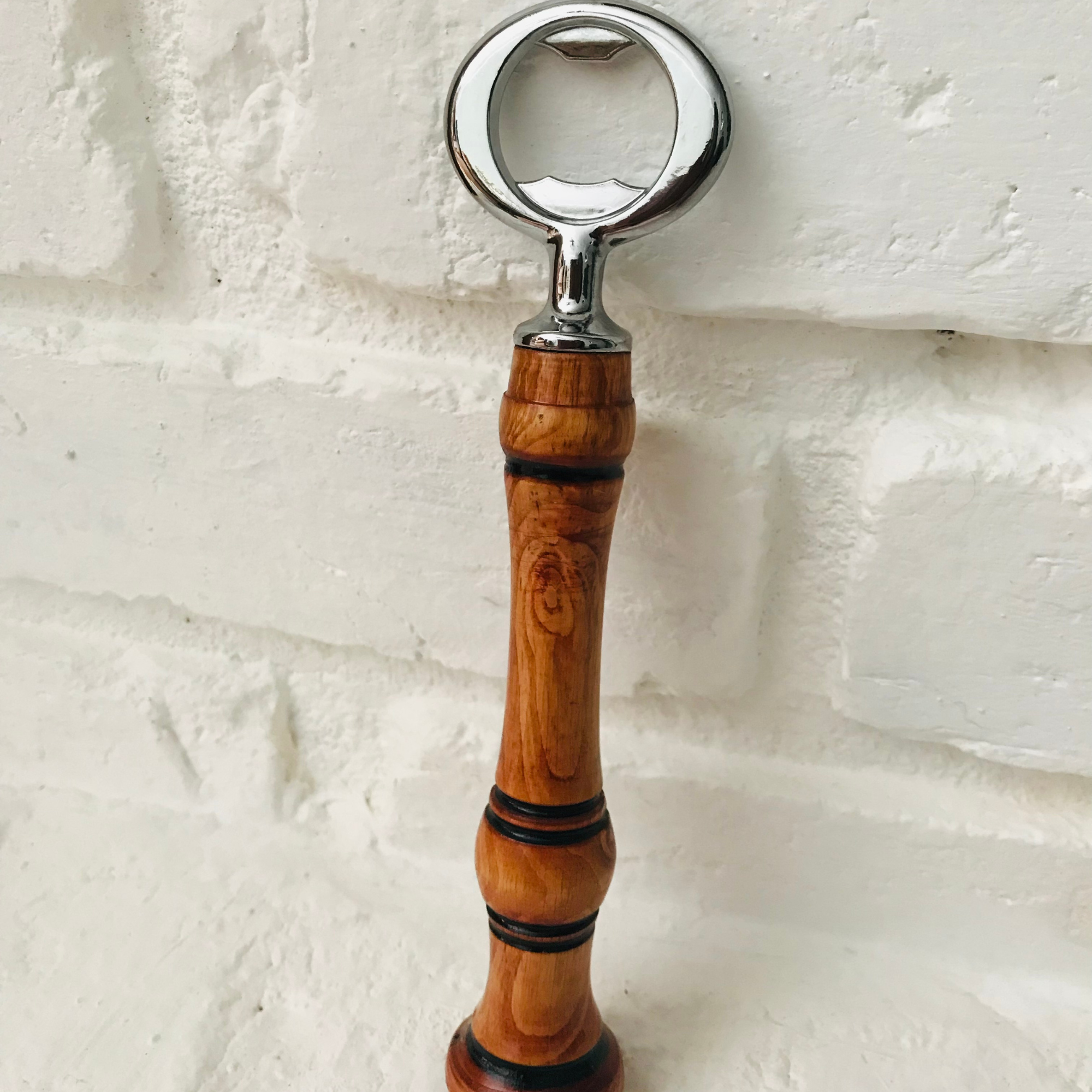 Hand-Turned Wooden Bottle Opener | Beechwood & Silver