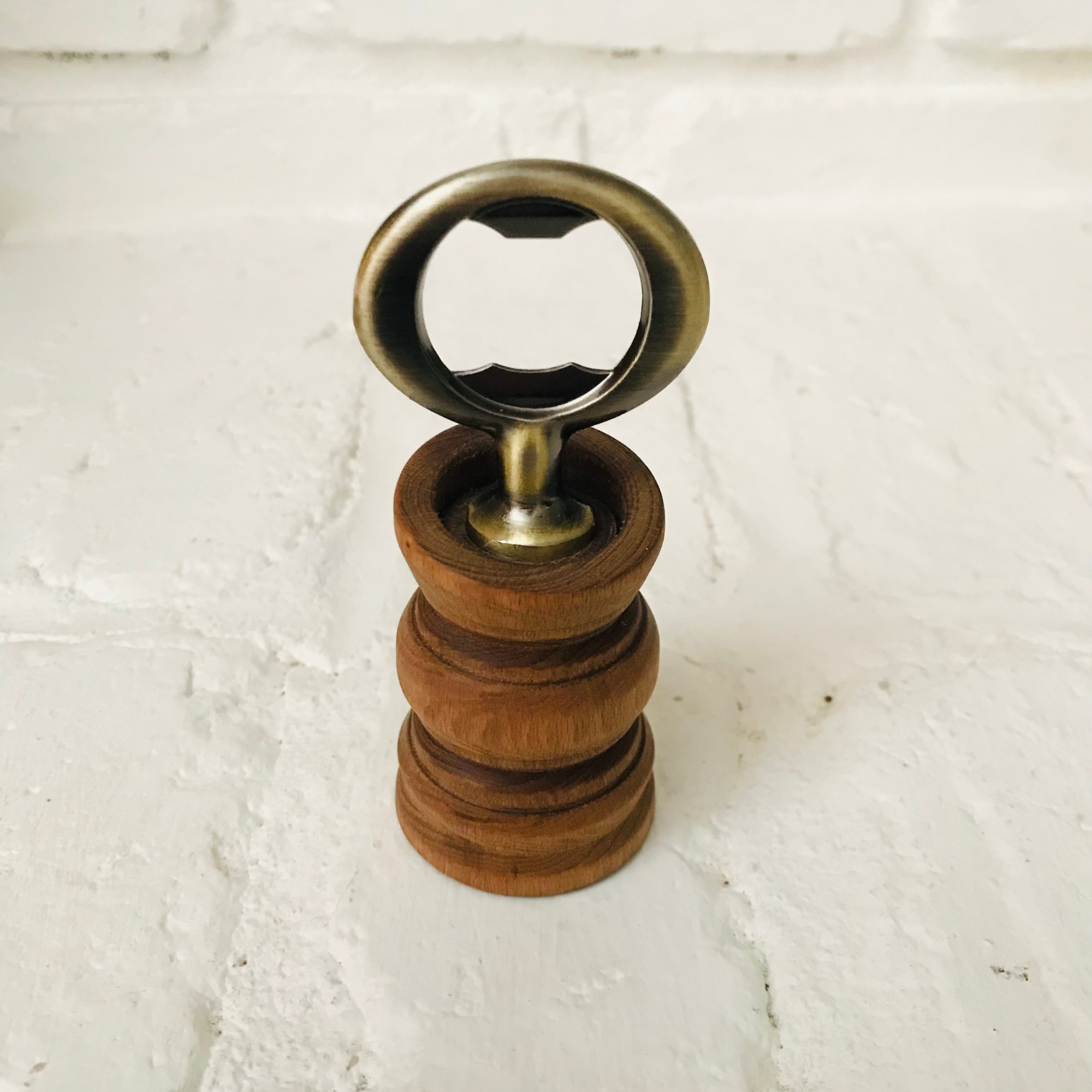 Hand-Turned Bartop Bottle Opener | Beechwood & Bronze