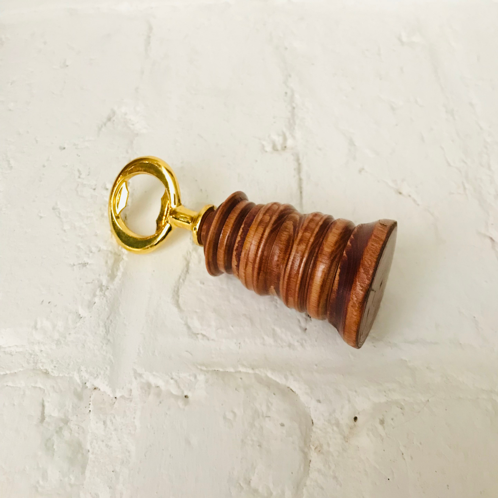 Hand-Turned Bartop Bottle Opener | Beechwood & Gold