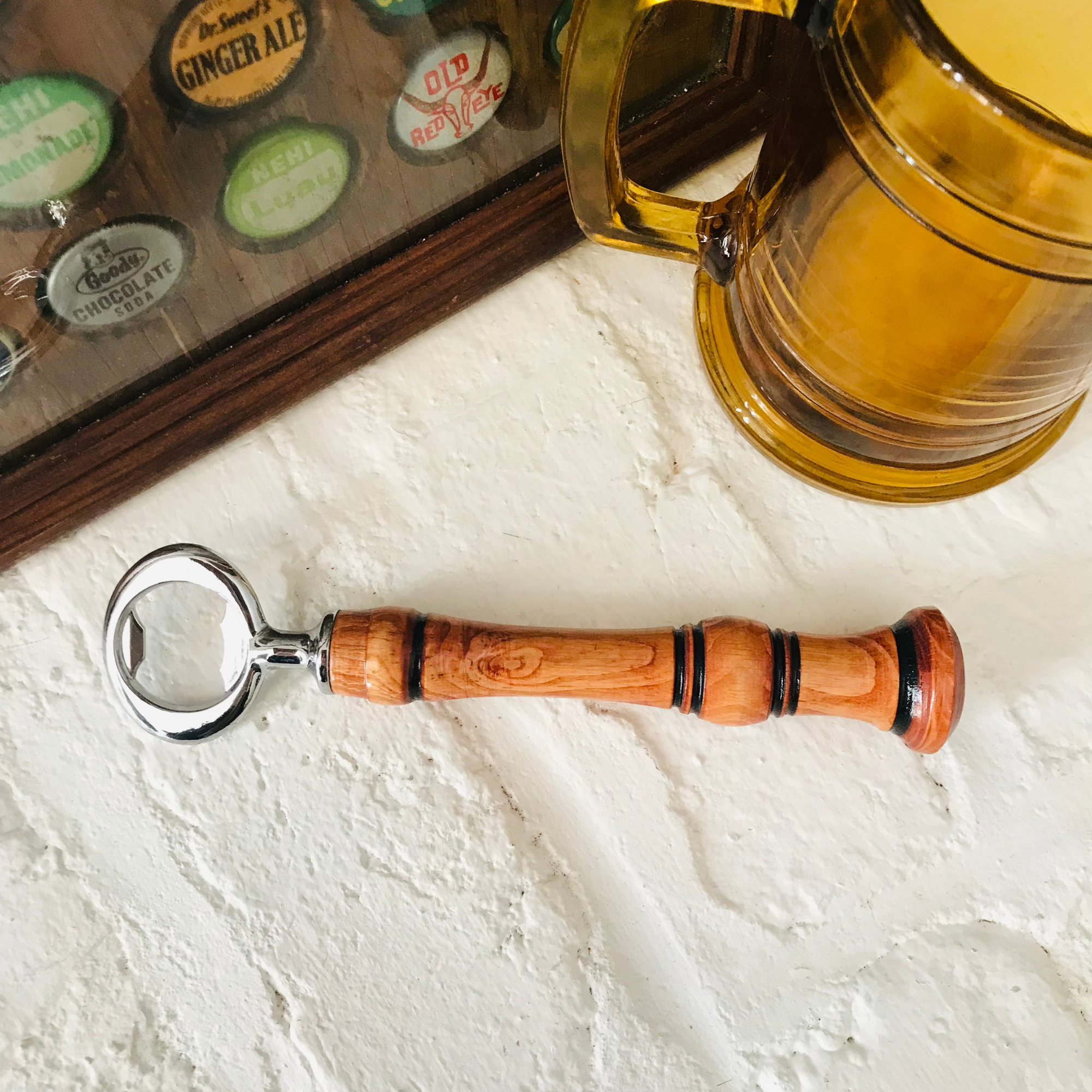 Hand-Turned Wooden Bottle Opener | Beechwood & Silver