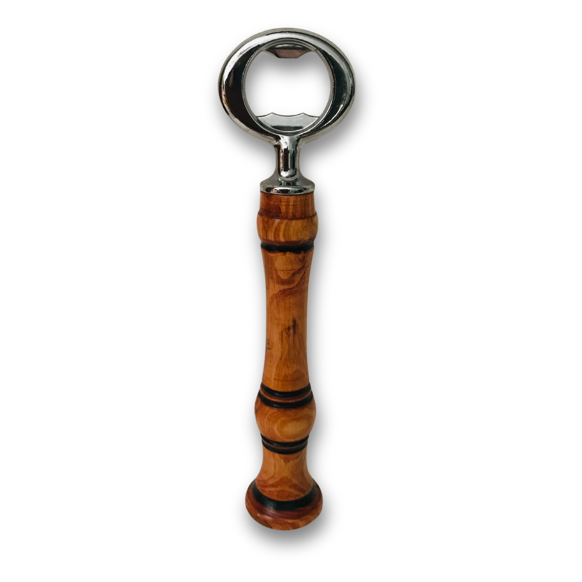 Hand-Turned Wooden Bottle Opener | Beechwood & Silver
