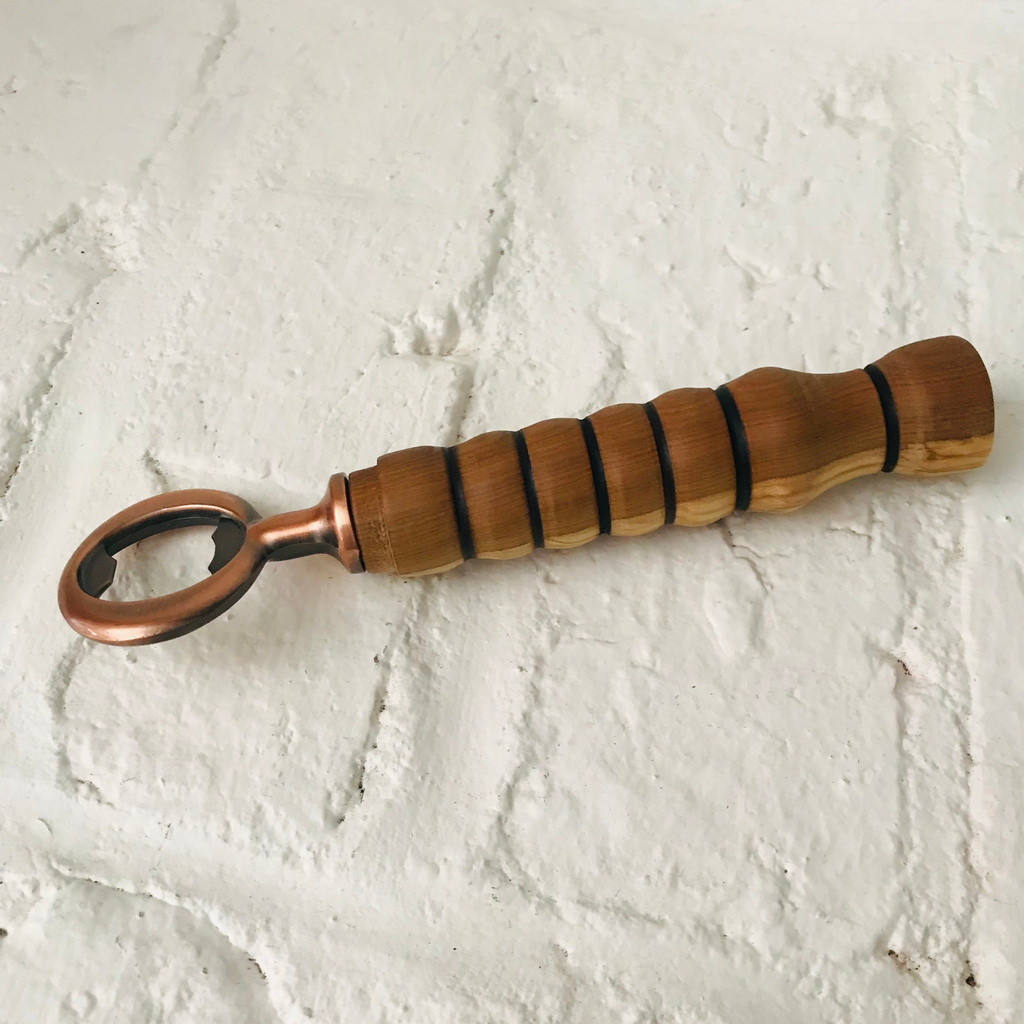 Hand-Turned Wooden Bottle Opener | Poplar & Copper