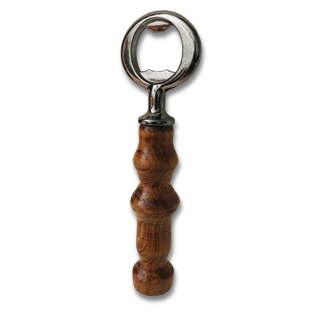 Hand-Turned Wooden Bottle Opener | Beechwood & Silver