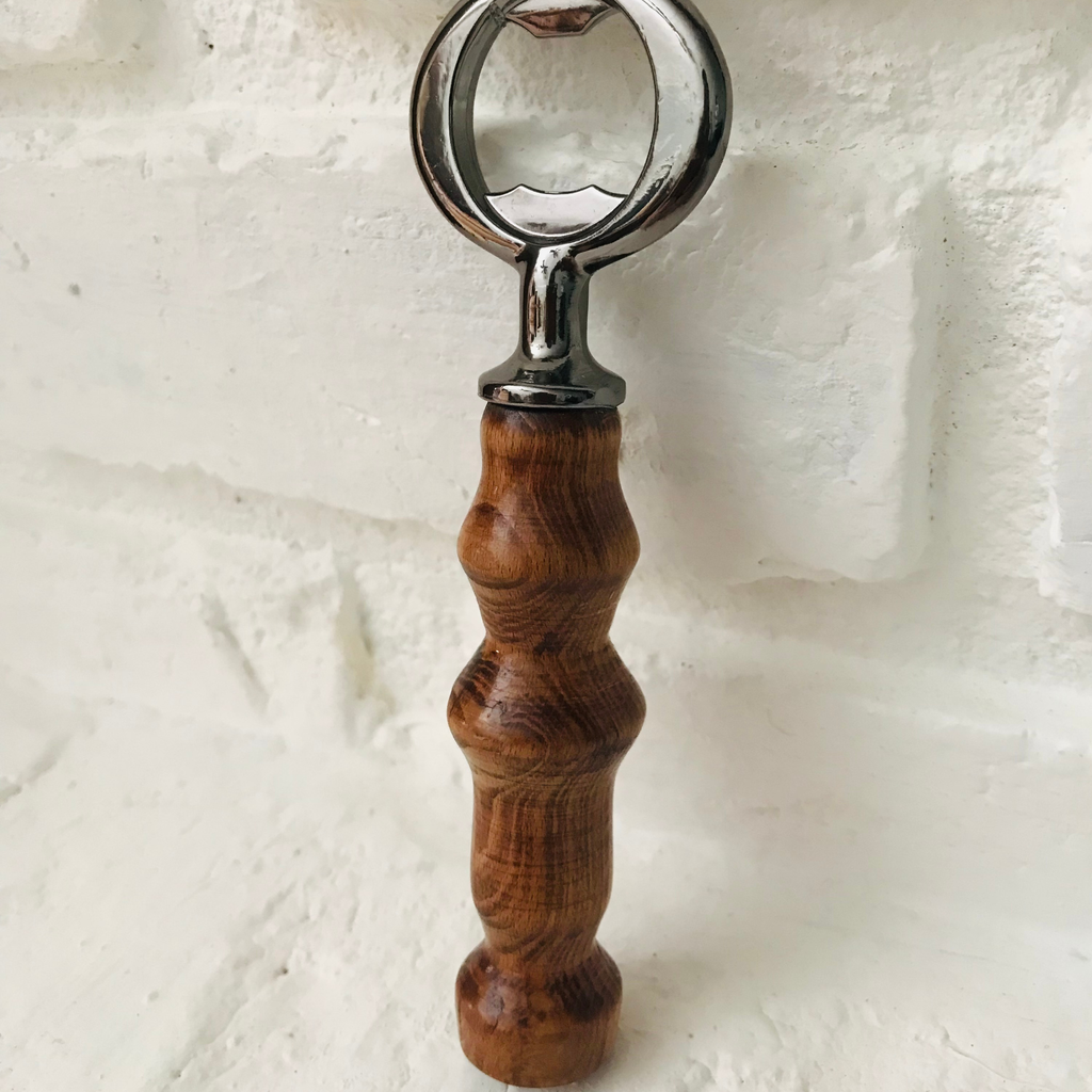Hand-Turned Wooden Bottle Opener | Beechwood & Silver