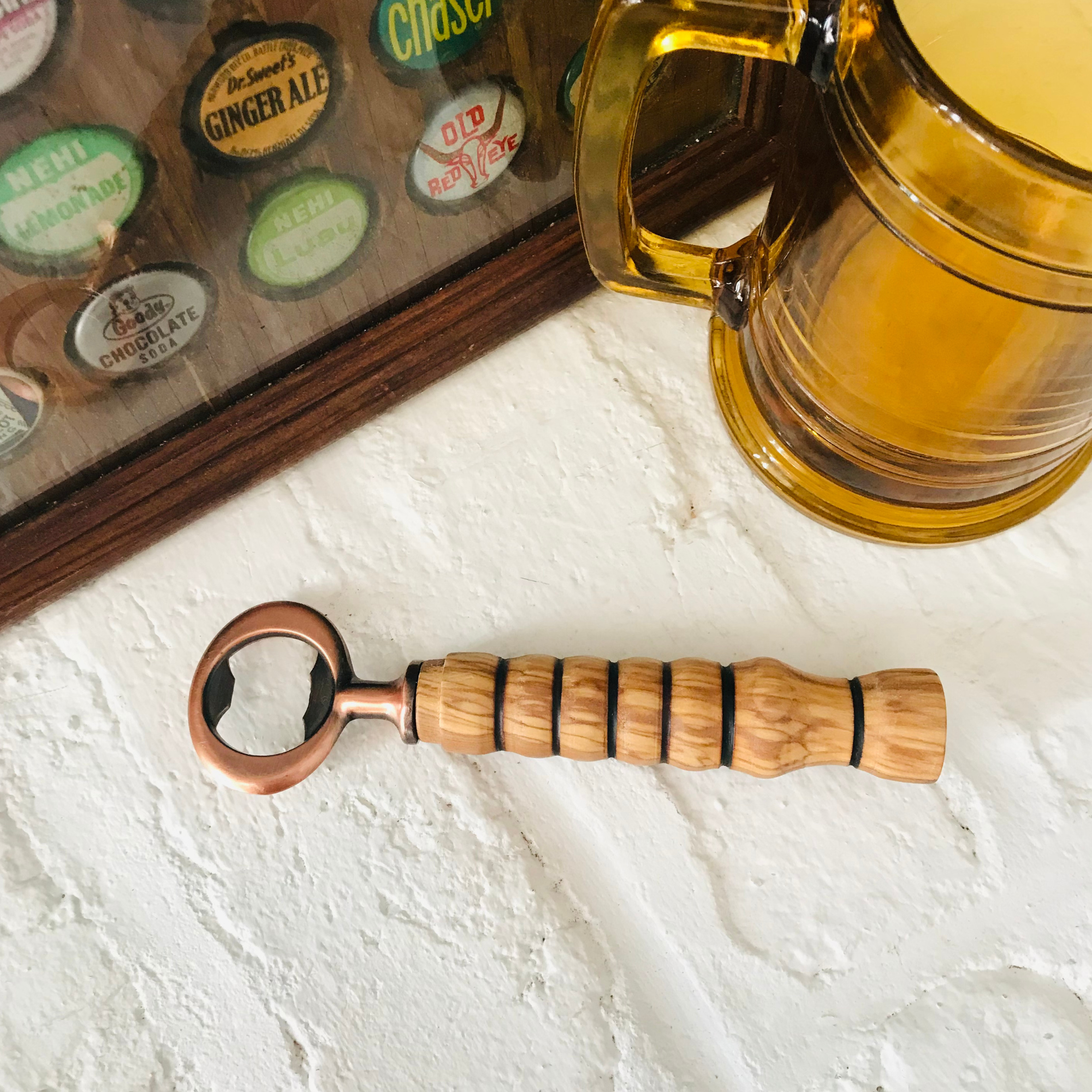 Hand-Turned Wooden Bottle Opener | Poplar & Copper