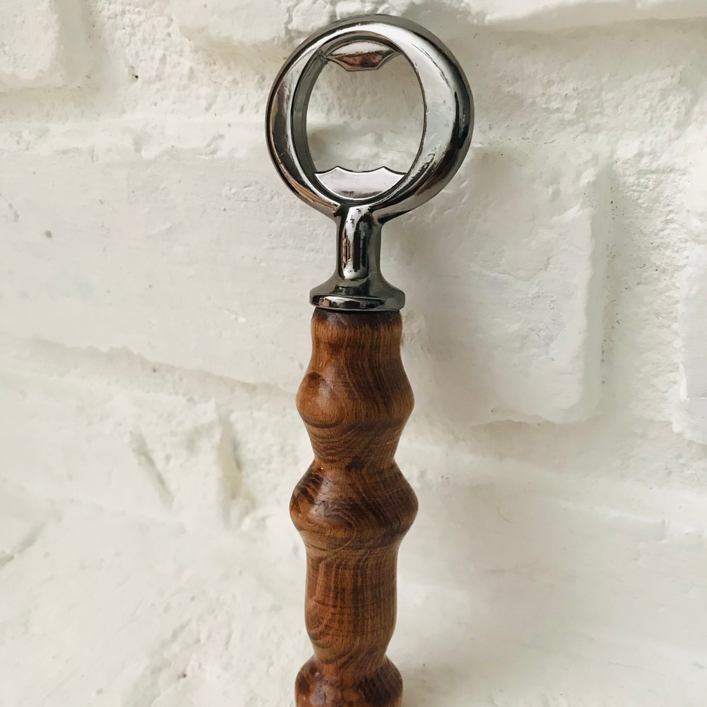 Hand-Turned Wooden Bottle Opener | Beechwood & Silver