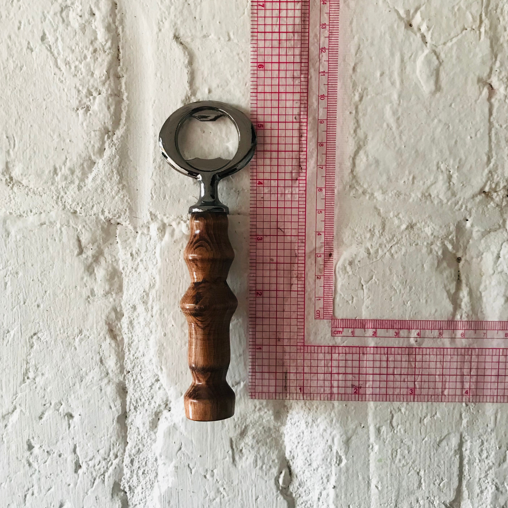 Hand-Turned Wooden Bottle Opener | Beechwood & Silver