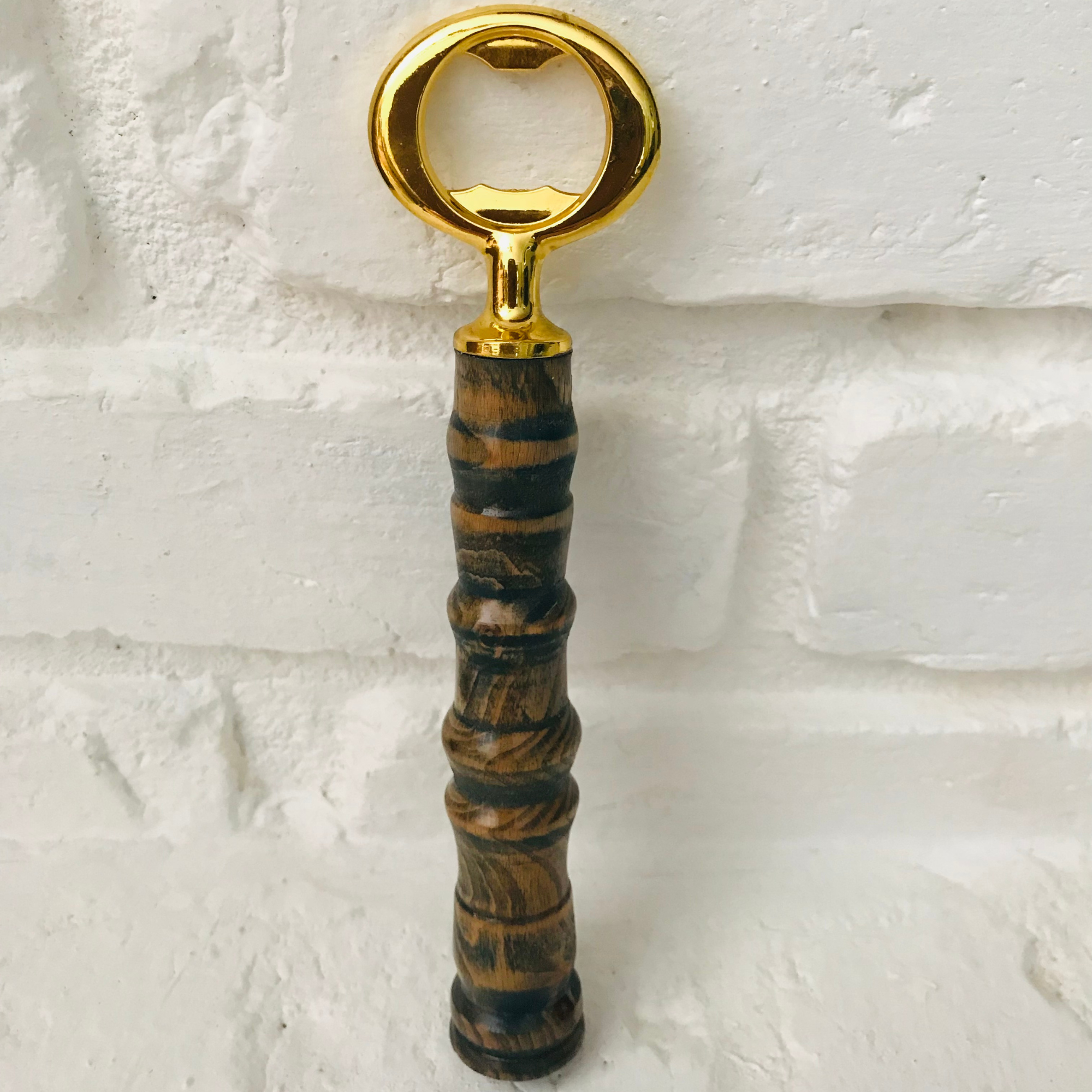 Hand-Turned Wooden Bottle Opener | Beechwood & Gold