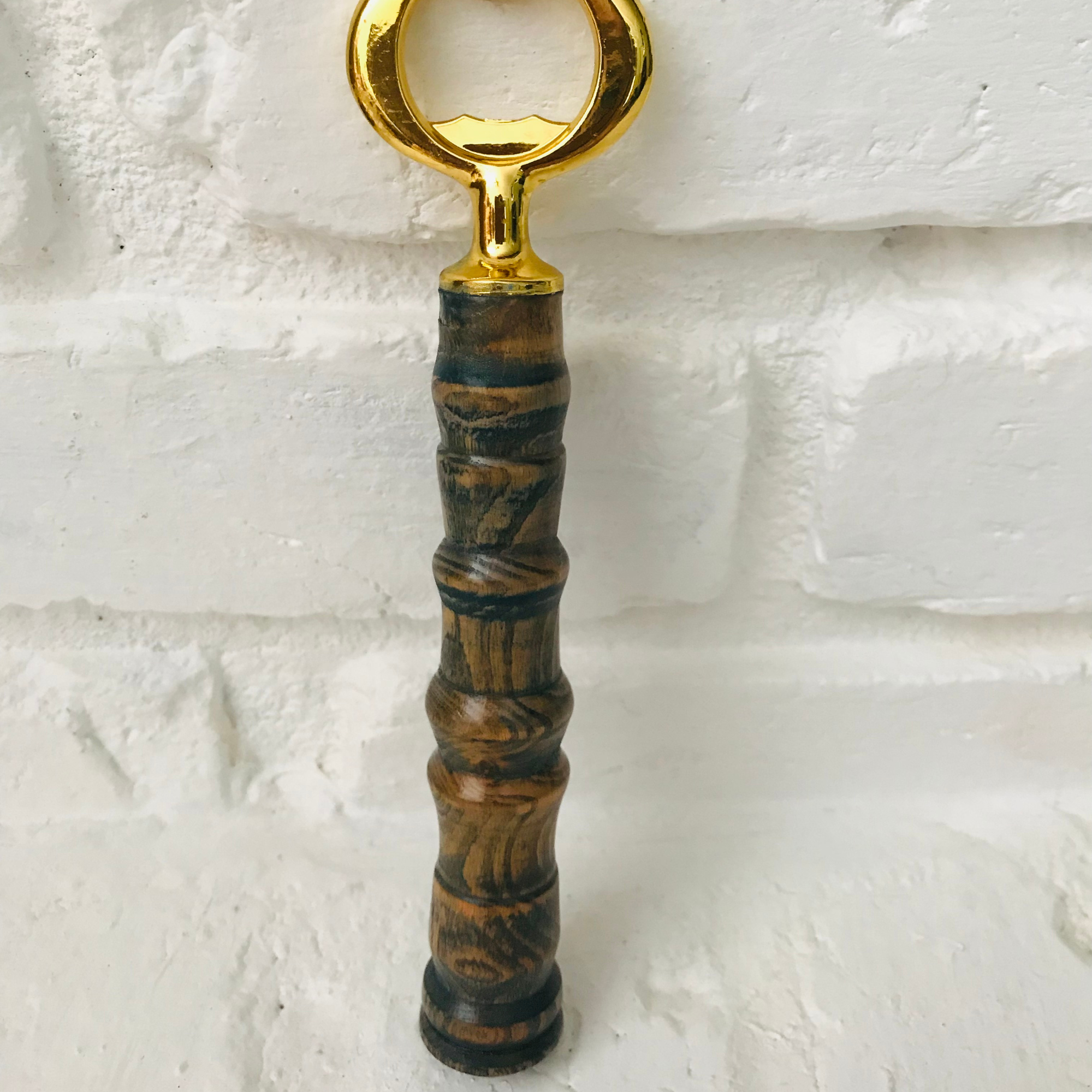 Hand-Turned Wooden Bottle Opener | Beechwood & Gold