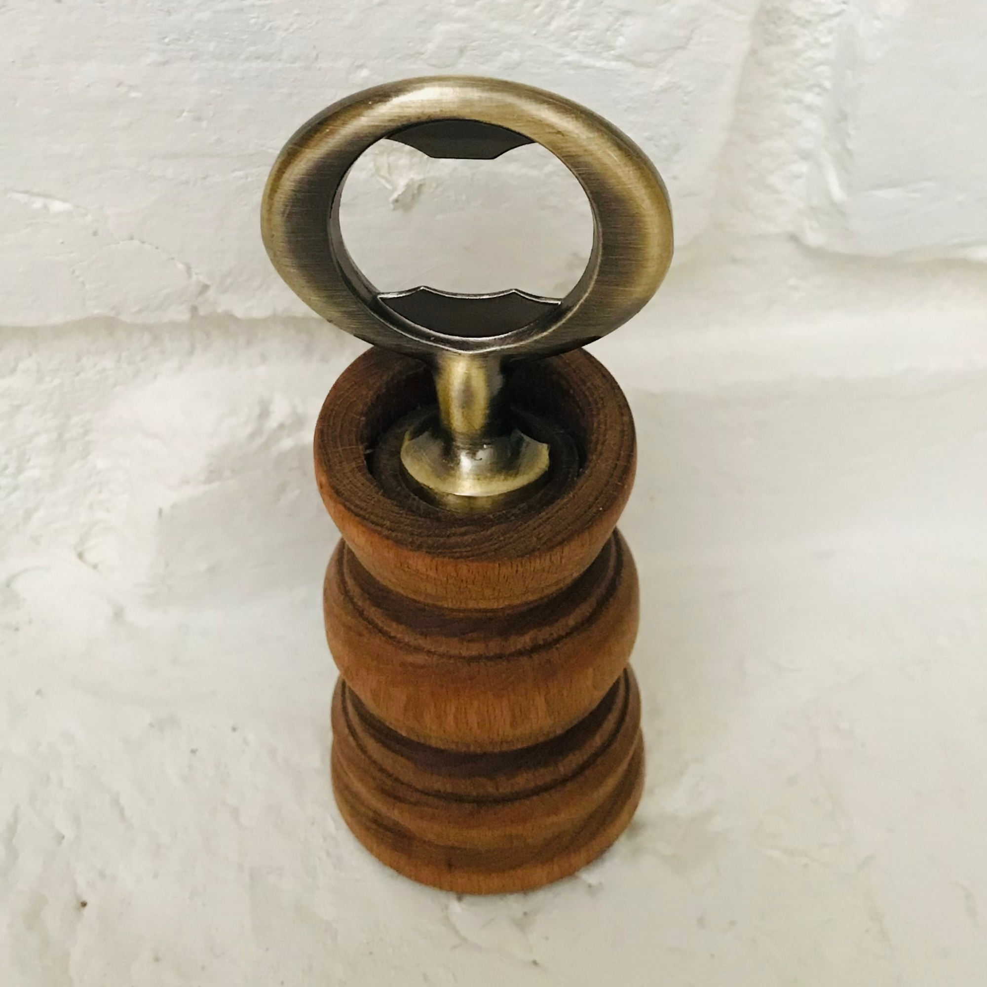 Hand-Turned Bartop Bottle Opener | Beechwood & Bronze