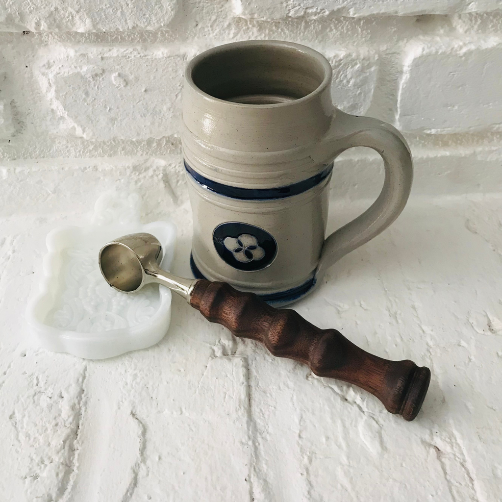 Hand-Turned Wooden Coffee Scoop | Black Walnut & Silver