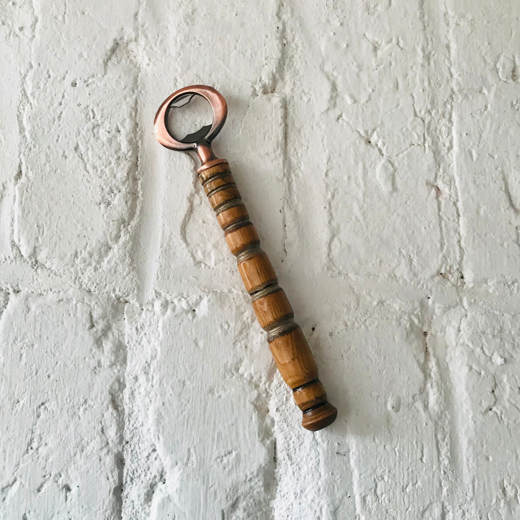 Hand-Turned Wooden Bottle Opener | Beechwood & Copper