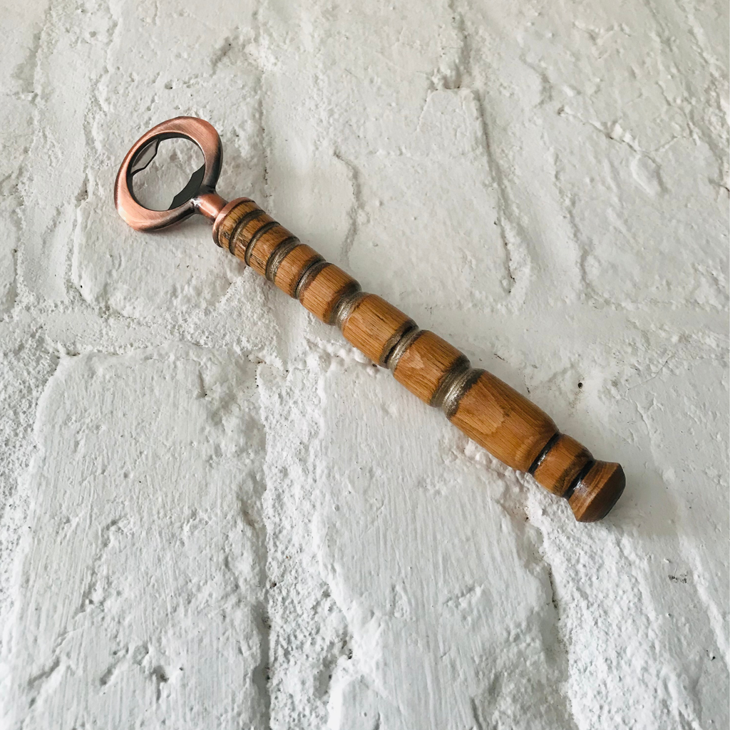 Hand-Turned Wooden Bottle Opener | Beechwood & Copper