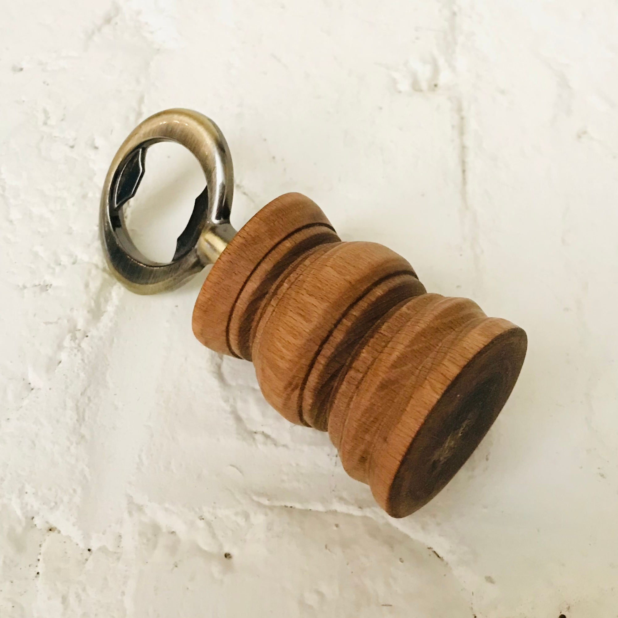 Hand-Turned Bartop Bottle Opener | Beechwood & Bronze