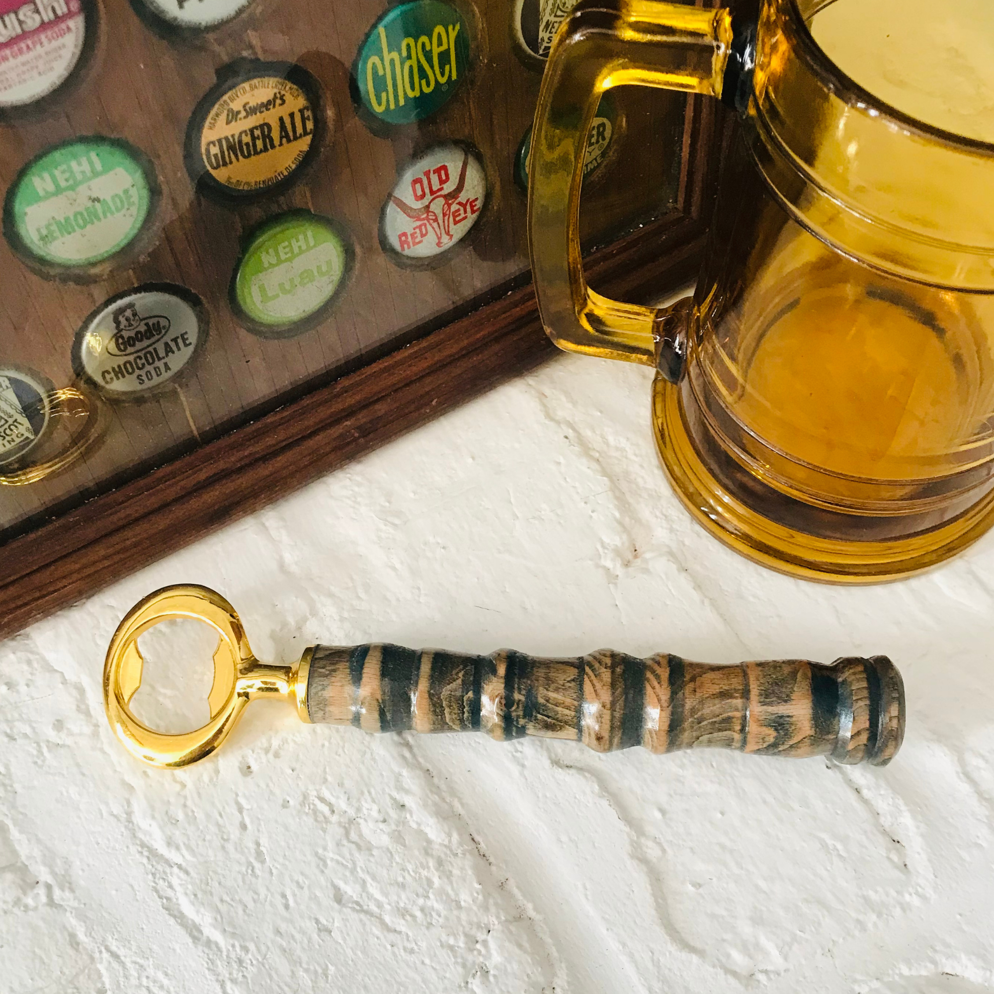 Hand-Turned Wooden Bottle Opener | Beechwood & Gold