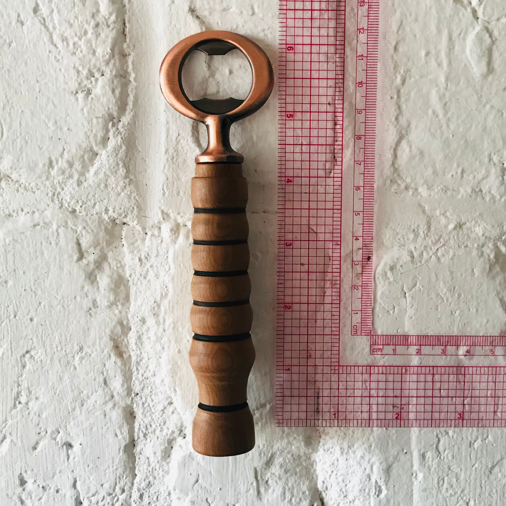 Hand-Turned Wooden Bottle Opener | Poplar & Copper